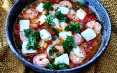 Karidelsi guvec – Vannamei rejer i tomatsauce