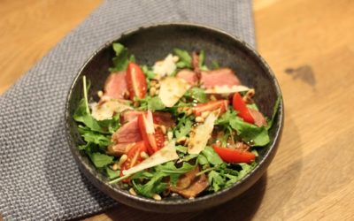 Carpaccio af rosa stegt andebryst